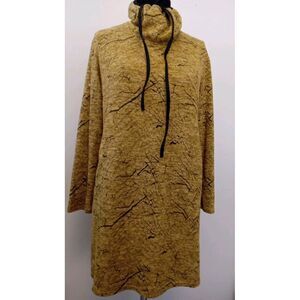 Ai Nur Yellow Black Geometric Cowl Neck Sweater Dress Size‎ 54 *Measurements